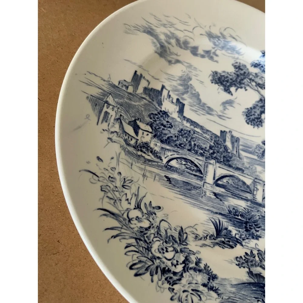 Vintage Enoch Wedgewood Countryside Blue White 60s 10 dinner plate England